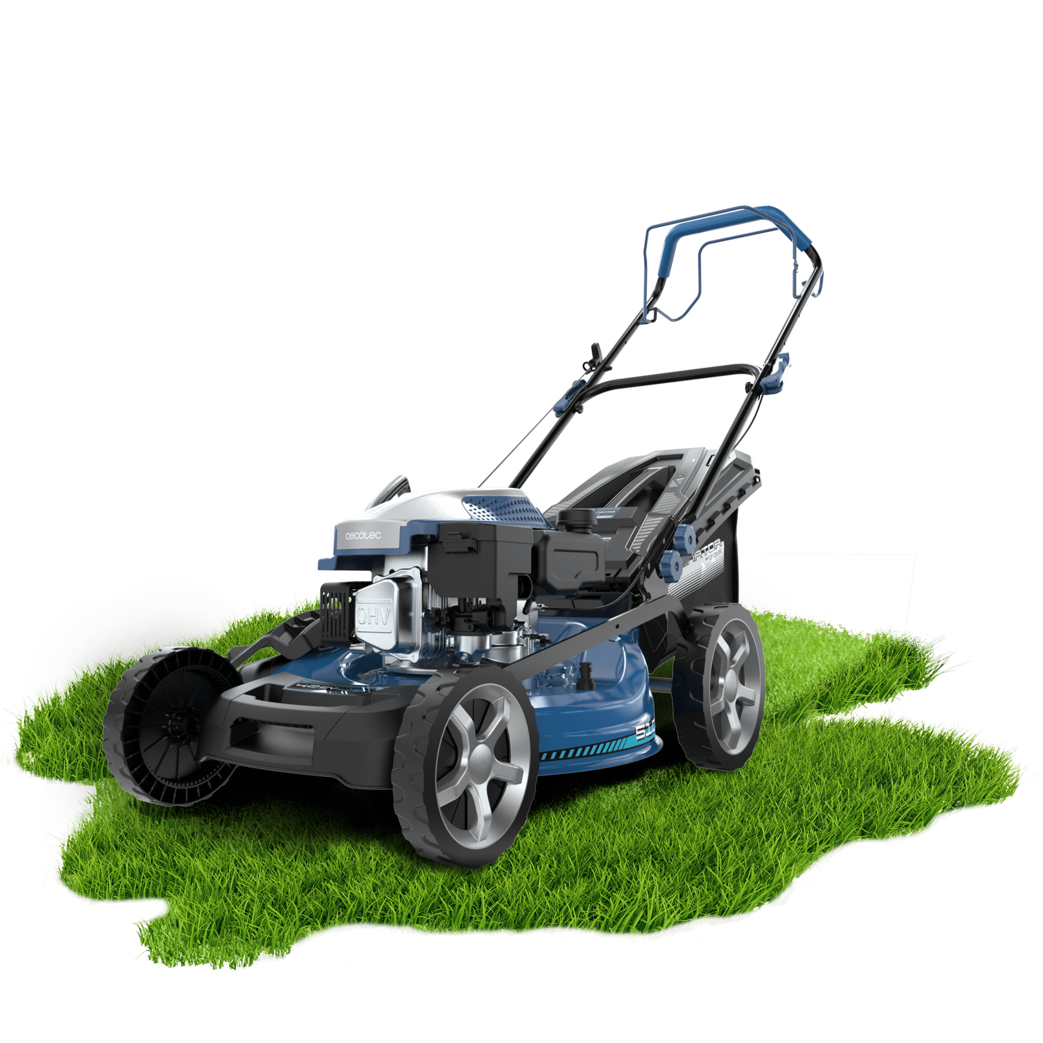 Terrenator 4000.51 Total Z Auto Cortacésped de gasolina de 167cc. Cuerpo de acero 51cm. Cambio de altura sistema Z-Tech y populsión automática. 4in1 con mulching.