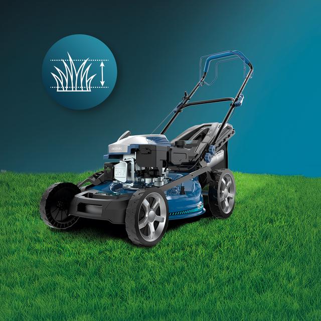 Terrenator 4000.51 Total Z Auto Cortacésped de gasolina de 167cc. Cuerpo de acero 51cm. Cambio de altura sistema Z-Tech y populsión automática. 4in1 con mulching.