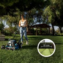 Terrenator 4000.51 Total Z Auto Cortacésped de gasolina de 167cc. Cuerpo de acero 51cm. Cambio de altura sistema Z-Tech y populsión automática. 4in1 con mulching.