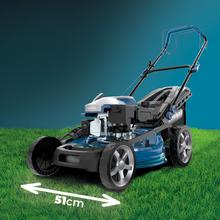 Terrenator 4000.51 Total Z Auto Cortacésped de gasolina de 167cc. Cuerpo de acero 51cm. Cambio de altura sistema Z-Tech y populsión automática. 4in1 con mulching.