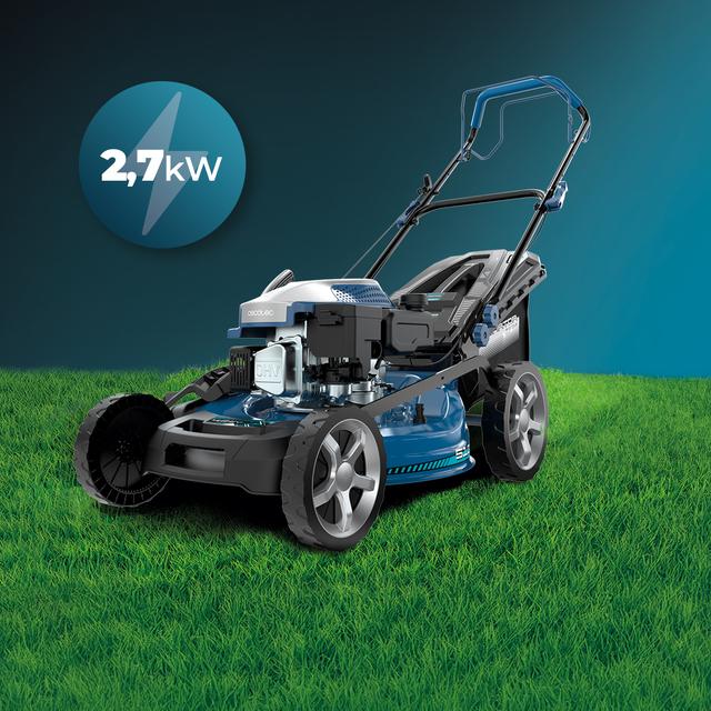Terrenator 4000.51 Total Z Auto Cortacésped de gasolina de 167cc. Cuerpo de acero 51cm. Cambio de altura sistema Z-Tech y populsión automática. 4in1 con mulching.