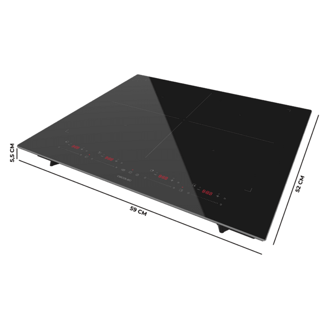Bolero Squad I 4700 TitanicZone Placa de Inducción Cecotec con 4 Zonas, Potencia Total de 7400W, Touch Slider Control, 9 Niveles, TitanicZone, Zona Flex, Stop&Go, Booster, Temporizador Individualizado, Indicador de Calor Residual y Bloqueo de Seguridad para Niños