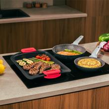 Bolero Squad I 4700 TitanicZone Placa de indução com 4 zonas, 7400 W de potência total, controlo deslizante tátil, 9 níveis, TitanicZone, Flex Zone, Stop&Go, Booster, temporizador individualizado, indicador de calor residual e bloqueio de segurança para crianças