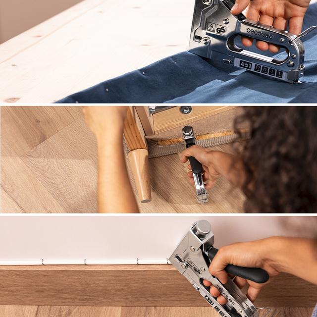 FastTacker 4in1 Full Equip Grapadora 4in1. Compatible con diferentes grapas y clavos. Regulador de potencia. Maletín y grapas incluidos.