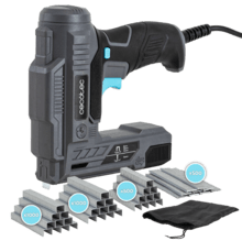 FastTacker 400 Power Grapadora eléctrica con 70W de potencia. Compatible con grapas y clavos. Libertad moviniento 3m cable. Incluye, bolsa de transporte, grapas y clavos.