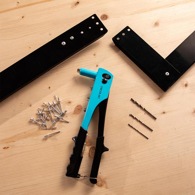 FixerForce Rivettatrice manuale. Compresi 4 ugelli di diverse dimensioni e punte per trapano. 400 rivetti inlusi.