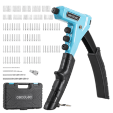 Remachadora manual FixerForce 4000 Full equip Rivettatrice manuale. Regolazione senza chiave. Compresi 4 ugelli di diverse dimensioni e punte per trapano.  Valigetta e 400 rivetti inclusi.