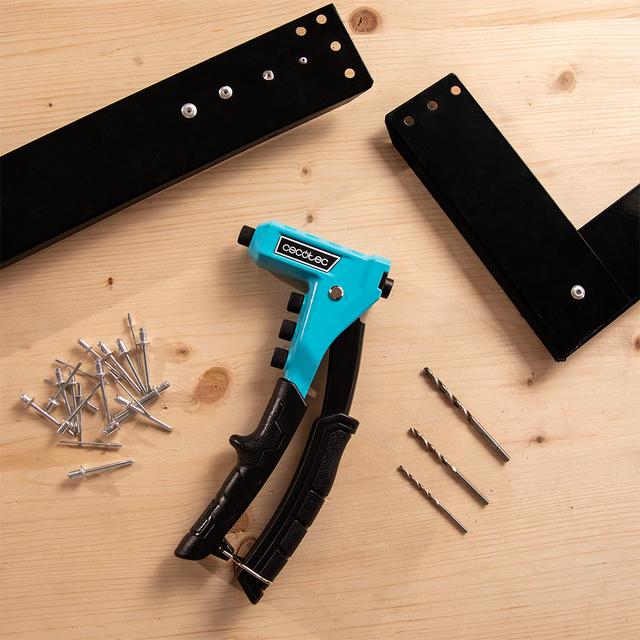 Remachadora manual FixerForce 4000 Full equip Rivettatrice manuale. Regolazione senza chiave. Compresi 4 ugelli di diverse dimensioni e punte per trapano.  Valigetta e 400 rivetti inclusi.