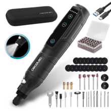 Multihand One Detail Mini outil multifonction avec batterie de 3,7 V. Vitesse réglable sur 5 niveaux. Lumière LED intégrée. Inclus : coffret et 74 accessoires.