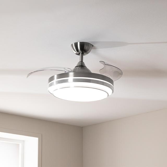 EnergySilence Aero 4300 lnvisible Double Metal Ventilador de Techo con Luz de 35W, 6 Velocidades, Aspas Retráctiles, Doble Altura de Luz y Mando a Distancia