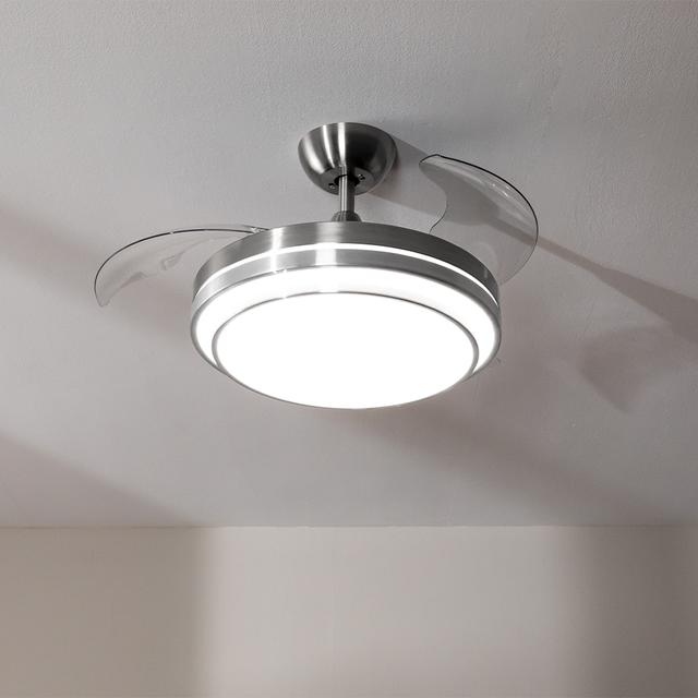 EnergySilence Aero 4300 lnvisible Double Metal Ventilador de Techo con Luz de 35W, 6 Velocidades, Aspas Retráctiles, Doble Altura de Luz y Mando a Distancia