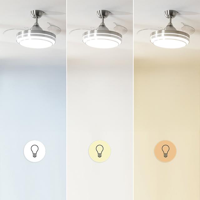 EnergySilence Aero 4300 lnvisible Double Metal Ventilador de Techo con Luz de 35W, 6 Velocidades, Aspas Retráctiles, Doble Altura de Luz y Mando a Distancia