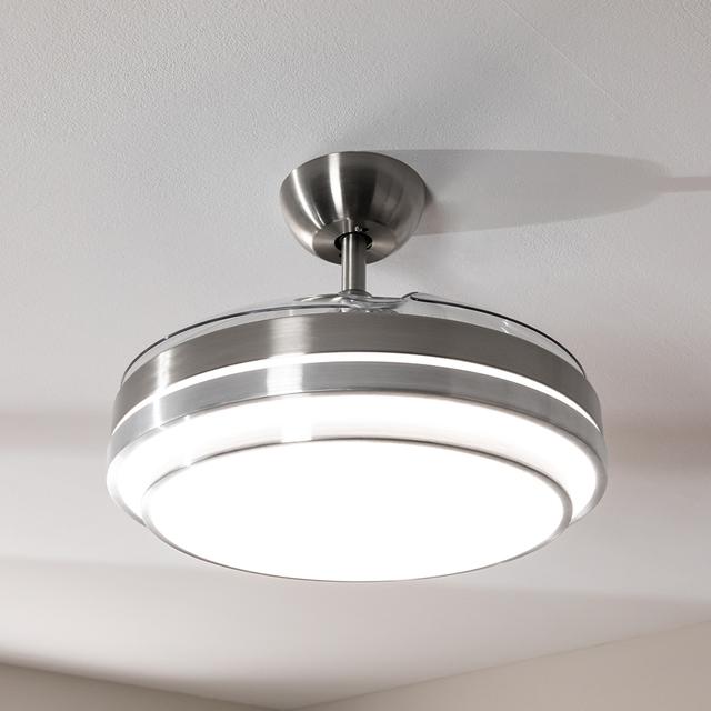 EnergySilence Aero 4300 lnvisible Double Metal Ventilador de Techo con Luz de 35W, 6 Velocidades, Aspas Retráctiles, Doble Altura de Luz y Mando a Distancia