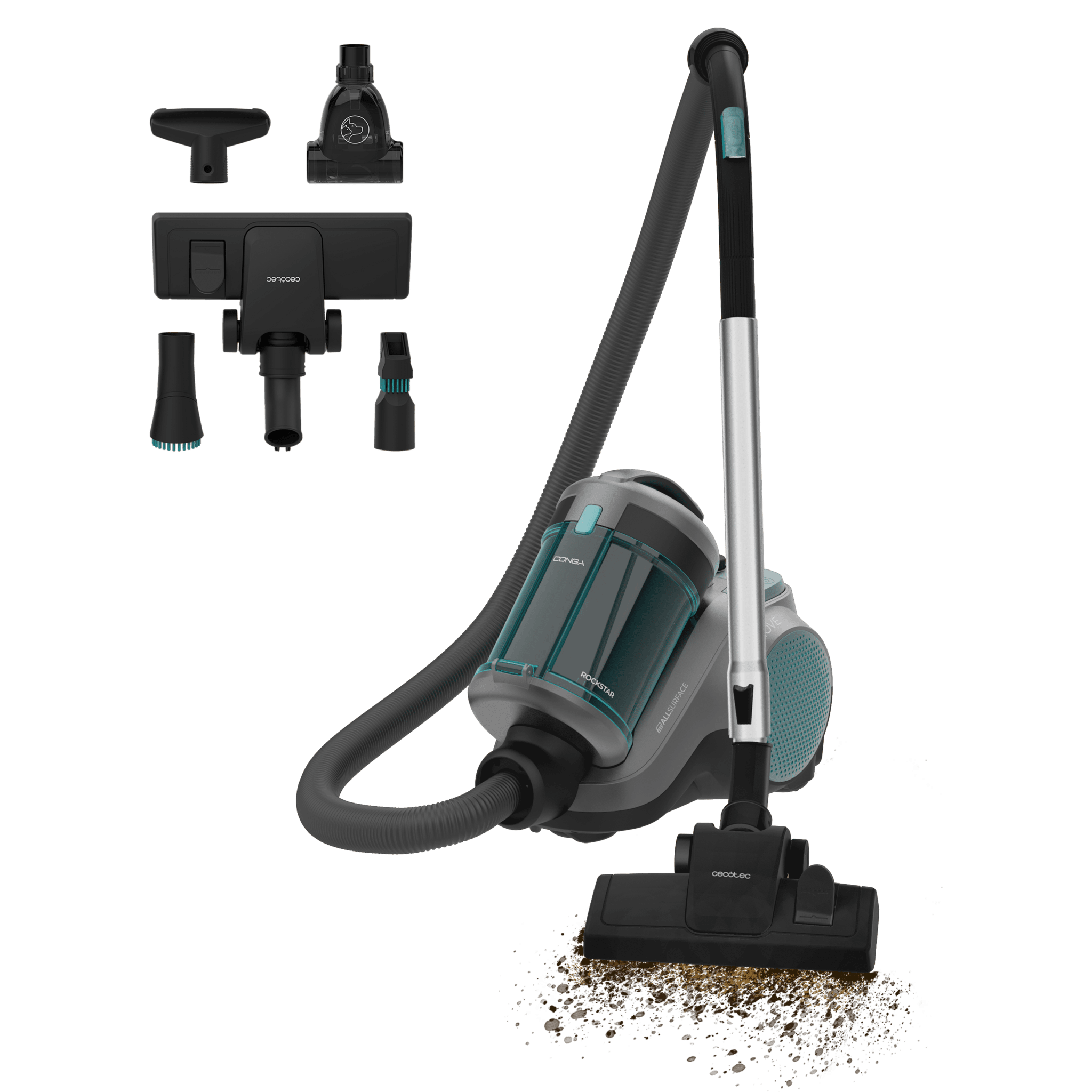 Conga Rockstar Cyclonic Powerbag Aspirador de trineo de 900 W de potencia máxima. Este aspirador , con opción de uso con o sin bolsa. Succión potente de 175 AW y 20 Kpa, capaz de eliminar todo tipo de suciedad. Depósito de 2 L de capacidad, fácil de vaciar e higiénico. Radio de acción de 10 m. Incluye 4 accesorios, incluyendo el accesorio especial para mascotas.