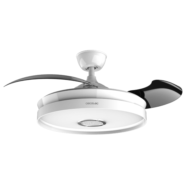 EnergySilence Aero 4360 Invisible Sound Ventilador de techo de 35W con 6 Velocidades, Aspas Retráctiles, Mando a Distancia, Temporizador, Luz LED y Altavoz Bluetooth