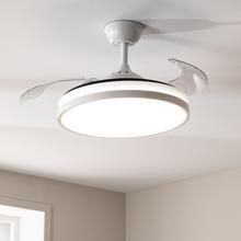 EnergySilence Aero 4300 Invisible White Ventilador de techo de 35W con 6 Velocidades, Aspas Retráctiles, Mando a Distancia y Luz LED con 3 Intensidades.