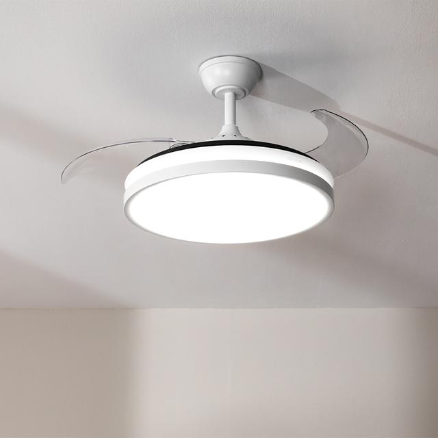 EnergySilence Aero 4300 Invisible White Ventilador de techo de 35W con 6 Velocidades, Aspas Retráctiles, Mando a Distancia y Luz LED con 3 Intensidades.