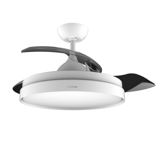 EnergySilence Aero 4300 Invisible White Ventilador de techo de 35W con 6 Velocidades, Aspas Retráctiles, Mando a Distancia y Luz LED con 3 Intensidades.