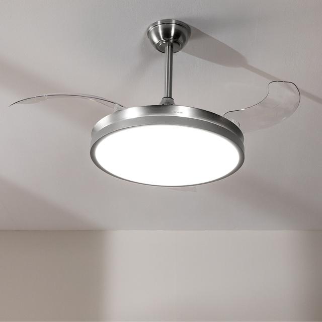 EnergySilence Aero 4300 Invisible Steel Ventilador de Techo de 35W con 6 Velocidades, Aspas Retráctiles, Mando a Distancia y Luz LED con 3 Intensidades