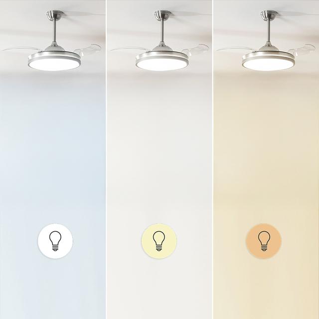 EnergySilence Aero 4300 Invisible Steel Ventilador de Techo de 35W con 6 Velocidades, Aspas Retráctiles, Mando a Distancia y Luz LED con 3 Intensidades