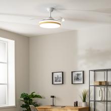 EnergySilence Aero 4320 Invisible Wood&White Ventilador de techo de 35W con 6 Velocidades, Aspas Retráctiles, Mando a Distancia y Luz LED con 3 Intensidades