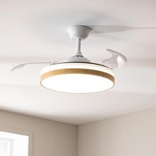 EnergySilence Aero 4320 Invisible Wood&White Ventilador de techo de 35W con 6 Velocidades, Aspas Retráctiles, Mando a Distancia y Luz LED con 3 Intensidades