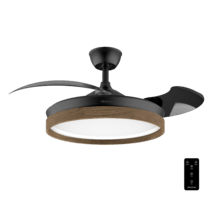 EnergySilence Aero 4320 Invisible Wood&Black Ventilador de techo de 35W con 6 Velocidades, Aspas Retráctiles, Mando a Distancia y Luz LED con 3 Intensidades