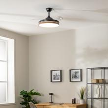 EnergySilence Aero 4320 Invisible Wood&Black Ventilador de techo de 35W con 6 Velocidades, Aspas Retráctiles, Mando a Distancia y Luz LED con 3 Intensidades