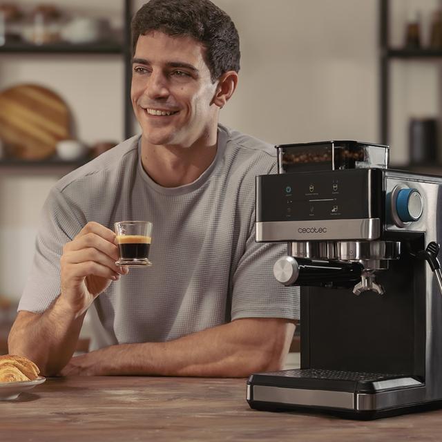 Power Espresso 20 Grind Cafetera Espresso con 1350W, 20 Bares, Depósito de 1.7L, Molienda Ajustable