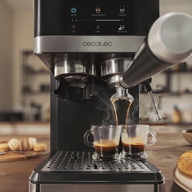 Power Espresso 20 Grind Cafetera Espresso con 1350W, 20 Bares, Depósito de 1.7L, Molienda Ajustable