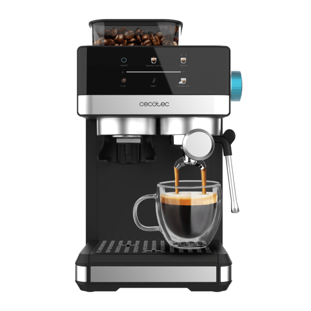 Power Espresso 20 Grind Cafetera Espresso con 1350W, 20 Bares, Depósito de 1.7L, Molienda Ajustable