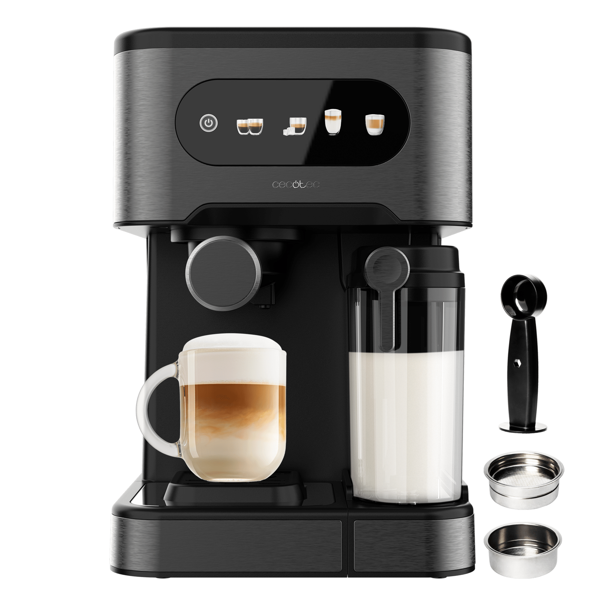 Power Espresso 20 ColdBrew Latte Cafetera semiautomática con sistema Coldbrew, pantalla táctil y depósito de leche.