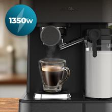 Power Espresso ColdBrew Latte Dark Halbautomatische Kaffeemaschine mit Coldbrew-System, Touchscreen-Display und Milchbehälter.