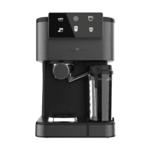 Power Espresso ColdBrew Latte Dark Halbautomatische Kaffeemaschine mit Coldbrew-System, Touchscreen-Display und Milchbehälter.