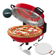 Fun Pizza&Co Mamma Mía Window Horno eléctrico para pizza de 1200 W con ventana, temporizador, temperatura ajustable y palas de acero.