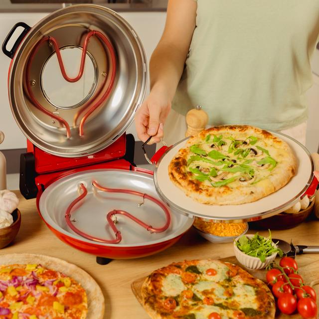 Fun Pizza&Co Mamma Mía Window Forno elettrico per pizza da 1200 W con finestra, timer, temperatura regolabile e pale in acciaio.