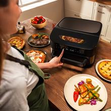 Pizza&Fry 7000 Horno eléctrico para pizza de 7L con pantalla táctil, programas versátiles, temperatura ajustable y piedra para pizza.
