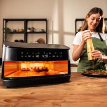 Pizza&Fry 7000 Horno eléctrico para pizza de 7L con pantalla táctil, programas versátiles, temperatura ajustable y piedra para pizza.
