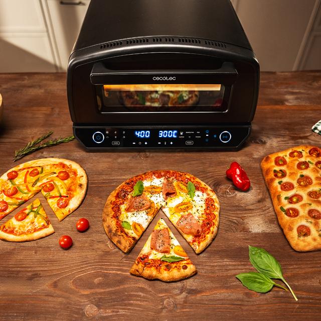 Pizza&Co 500 Max 13-Liter-Multifunktions-Pizzaofen mit digitaler Steuerung, großem Temperaturbereich, Räucherung und Zubehör.