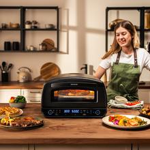 Pizza&Co 500 Max 13-Liter-Multifunktions-Pizzaofen mit digitaler Steuerung, großem Temperaturbereich, Räucherung und Zubehör.