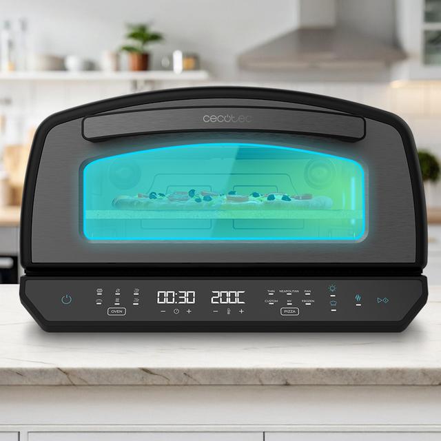 Pizza&Co 500 Max Horno para pizza multifuncional de 13L con control digital, amplio rango de temperatura, ahumado, y accesorios.