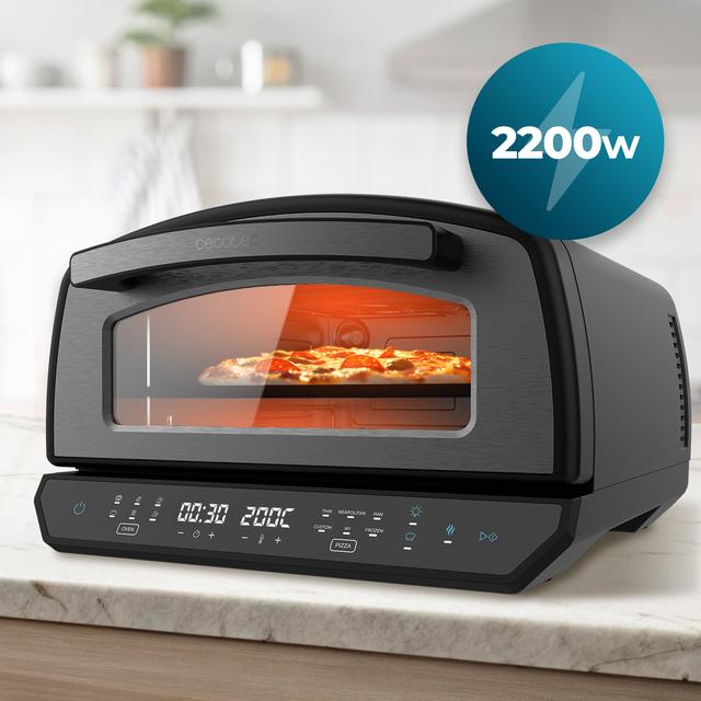 Pizza&Co 500 Max Horno para pizza multifuncional de 13L con control digital, amplio rango de temperatura, ahumado, y accesorios.