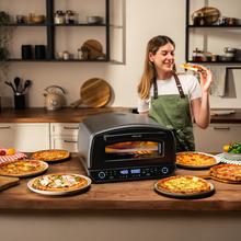 Pizza&Co 500 Max 13-Liter-Multifunktions-Pizzaofen mit digitaler Steuerung, großem Temperaturbereich, Räucherung und Zubehör.