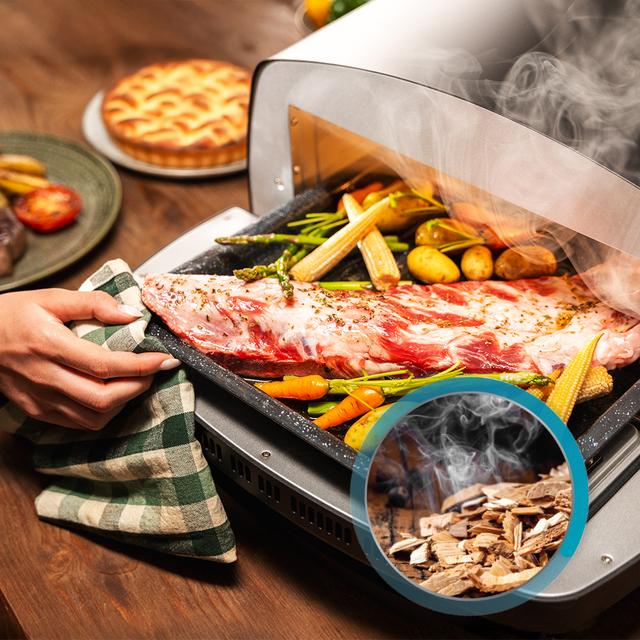 Pizza&Co 500 Max 13-Liter-Multifunktions-Pizzaofen mit digitaler Steuerung, großem Temperaturbereich, Räucherung und Zubehör.