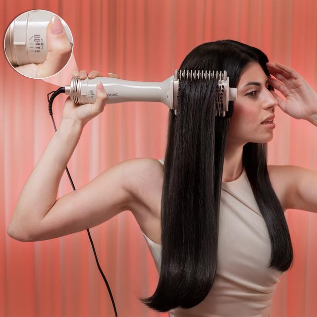 Air DryBold Cepillo de aire con placas calefactoras, 1200W, Seca, Alisa, Moldea, Da Volumen y Desenreda, Generador de Iones, Temperaturas Controladas para Cabello Húmedo y Seco, 3 Modos de Uso, Punta Fría para Moldeado Cómodo