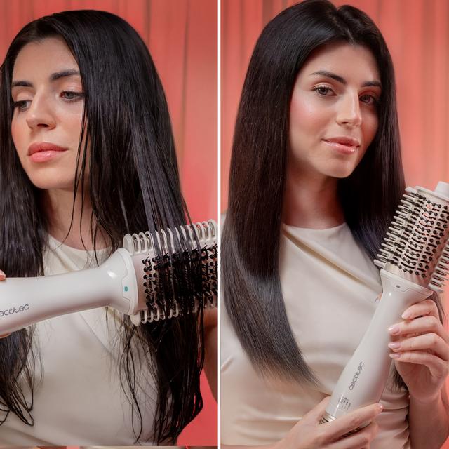Air DryBold Cepillo de aire con placas calefactoras, 1200W, Seca, Alisa, Moldea, Da Volumen y Desenreda, Generador de Iones, Temperaturas Controladas para Cabello Húmedo y Seco, 3 Modos de Uso, Punta Fría para Moldeado Cómodo