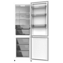 Bolero CoolMarket Combi 335 White E Frigorífico combi blanco de libre instalación, 195,3cm alto por 59,5cm ancho, Capacidad 335L, No Frost, Compresor Inverter Plus, Cajón temperatura variable Fresh Flex, Cajón con control de humedad,  Multi AirFlow, Fast Cooling y Fast Freezing, Luz Led, Apertura 90º,  Control electrónico, Puerta Reversible, Estantes de cristal y Clase E.