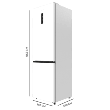 Bolero CoolMarket Combi 335 White E Frigorífico combi blanco de libre instalación, 195,3cm alto por 59,5cm ancho, Capacidad 335L, No Frost, Compresor Inverter Plus, Cajón temperatura variable Fresh Flex, Cajón con control de humedad,  Multi AirFlow, Fast Cooling y Fast Freezing, Luz Led, Apertura 90º,  Control electrónico, Puerta Reversible, Estantes de cristal y Clase E.