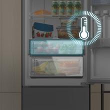 Bolero CoolMarket Combi 335 Grey E Frigorífico combi gris de libre instalación, 195,3cm alto por 59,5cm ancho, Capacidad 335L, No Frost, Compresor Inverter Plus, Cajón temperatura variable Fresh Flex, Cajón con control de humedad,  Multi AirFlow, Fast Cooling y Fast Freezing, Luz Led, Apertura 90º,  Control electrónico, Puerta Reversible, Estantes de cristal y Clase E.