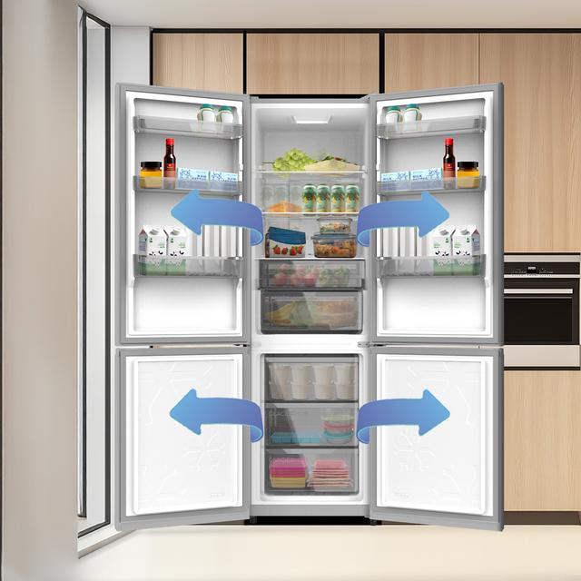 Bolero CoolMarket Combi 335 Grey E Frigorífico combi gris de libre instalación, 195,3cm alto por 59,5cm ancho, Capacidad 335L, No Frost, Compresor Inverter Plus, Cajón temperatura variable Fresh Flex, Cajón con control de humedad,  Multi AirFlow, Fast Cooling y Fast Freezing, Luz Led, Apertura 90º,  Control electrónico, Puerta Reversible, Estantes de cristal y Clase E.